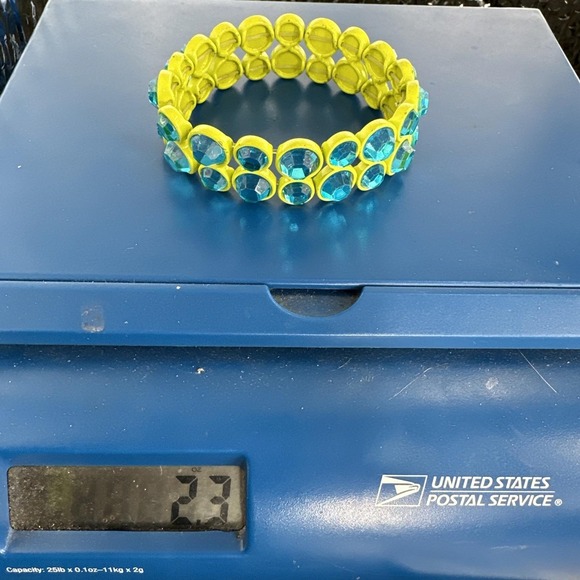 Unbranded Stretch Bracelet Womens OS Lime Green Blue Rhinestone Good Y2K Neon - Picture 11 of 11